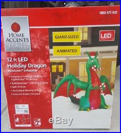 NEW! Home Accents GIANT 12FT Airblown Inflatable LED ANIMATED HOLIDAY DRAGON