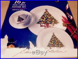 NEW IN BOX! Christmas Collection Fine China 16 Pc Dinner Set Christmas Tree