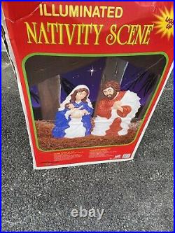 NEW In Box 28 Lighted Outdoor Nativity Scene 2 Piece Blow Mold Christmas Decor