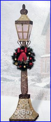 NEW Indoor/Outdoor 6′ Tall 120 LED Light Christmas Lamp Post + Wreath Yard Decor