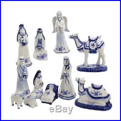 NEW Kurt Adler Porcelain Delft Blue and White 11 piece Nativity Set J4020