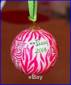 NEW Lilly Pulitzer 2014 Signed Glass Christmas Ornament Capri Pink I’m Game