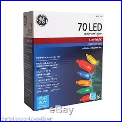 NEW Lot of 10 -GE StayBright 70-Count Color Mini LED Christmas String Lights