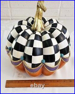 NEW Mackenzie Childs 10.5 Tall FAIRYTALE COURTLY CHECK PUMPKIN Hand-Painted