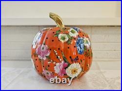NEW Mackenzie Childs 11 ORANGE FLOWER MARKET PUMPKIN MEDIUM