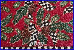 NEW Mackenzie Childs 37 HOLLY HOLIDAY BEADED TABLE RUNNER Colorful & Elegant