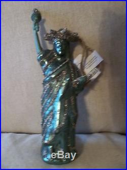 NEW POTTERY BARN NYC STATUE OF LIBERTY HOLIDAY GLASS ORNAMENT