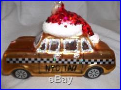 NEW POTTERY BARN NYC TAXI HOLIDAY GLASS ORNAMENT