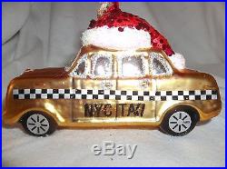 NEW POTTERY BARN NYC TAXI HOLIDAY GLASS ORNAMENT