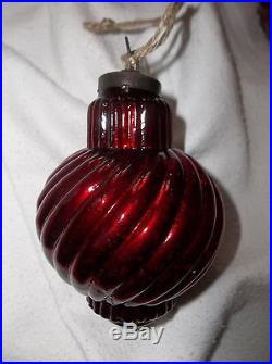 NEW POTTERY BARN RED MERCURY GLASS ORNAMENTS SET OF 3