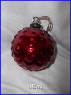 NEW POTTERY BARN RED MERCURY GLASS ORNAMENTS SET OF 3
