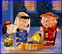 NEW Peanuts Charlie Brown Snoopy Christmas Outdoor Nativity Tinsel LED Lighted