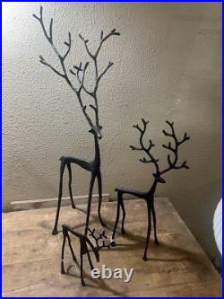 NEW Pottery Barn Christmas Bronze Sculpted Reindeer Set of 3 SOLD OUT