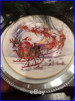 NEW Pottery Barn Nostalgic Santa Dinner Plates Set of 12 Christmas