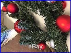 NEW Pottery Barn ORNAMENT PINE GARLAND Red & Silver Set of 2 Christmas