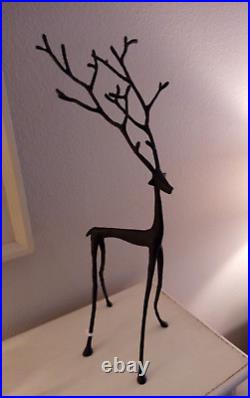 NEW Pottery Barn Sculpted Bronze Reindeer Small & Large Christmas Holiday Rustic