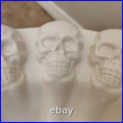 NEW Pottery Barn Skeleton Skull Stoneware Candy Bowl Dish Halloween Walking dead