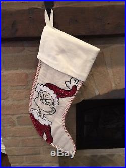 NEW Pottery Barn Teen Sequin Christmas stockings Grinch, Cindy Lou & Max SET 3