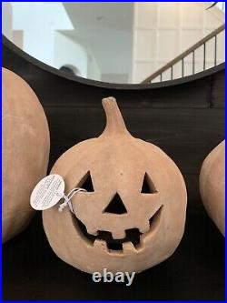 NEW Pottery Barn Terracotta Jack O Lantern Luminary SMALL Terra Cotta Pumpkin