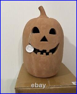 NEW Pottery Barn Terracotta Jack O Lantern Luminary XL XLarge Pumpkin ORANGE