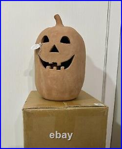 NEW Pottery Barn Terracotta Jack O Lantern Luminary XL XLarge Pumpkin ORANGE