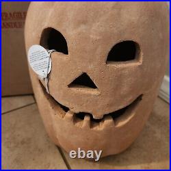 NEW Pottery Barn Terracotta Jack O Lantern Luminary XL XLarge Pumpkin ORANGE