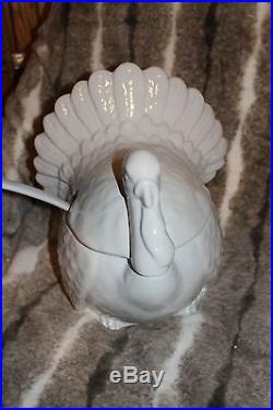 NEW Pottery Barn Turkey Tureen 3pc Ladle Thanksgiving Serving Dish Bowl