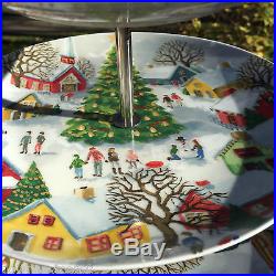 NEW Pottery Barn WINTER VILLAGE 3 Tiered Stand CHRISTMAS Holiday Table Decor NWT