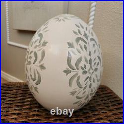 NEW Pottery barn Chambray LARGE Ceramic Painted Easter Egg Blue White