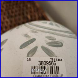 NEW Pottery barn Chambray LARGE Ceramic Painted Easter Egg Blue White