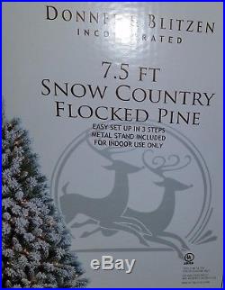 NEW PreLit 7.5 FOOT Snow Country FLOCKED Pine Christmas Tree Clear Lights