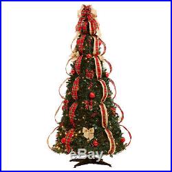 NEW Pre-Lit 6 FT Pop Up Pull Up Artificial CHRISTMAS TREE Pre Decorated