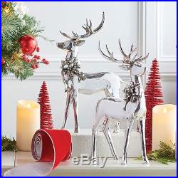 NEW! RAZ Imports17 SILVER DEERSet 2Christmas Reindeer FigurineCenterpiece