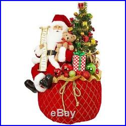 NEW! RAZ Imports22.5 Lighted Christmas Toy Bag/Sack with Santa &TreeDecorated