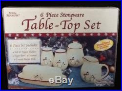 NEW ROYAL SEASONS CHRISTMAS HOLIDAY SNOWMAN 6 PIECE STONEWARE TABLE-TOP SET