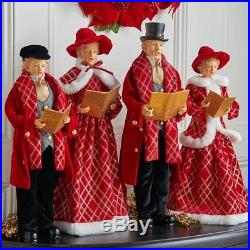 NEW Raz 18.5 Red and Gold Caroler Family Standing Figures Set of 4 3700773