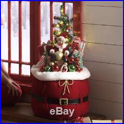 NEW Raz 32 Lighted Santa's Toy Bag Christmas Figure Decoration with Elf 3715500