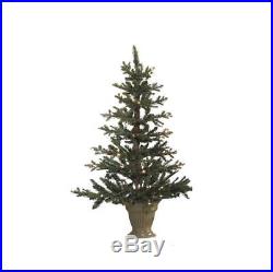 NEW Raz 4′ Prelit Flat Christmas Tree in Urn With Clear Lights M3008053