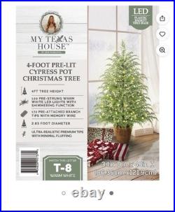 NEW, SEALED My Texas House 4FT Pre-Lit Cypress Christmas Tree