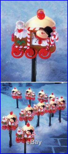 NEW SET 10 PATHWAY LIGHTED SNOWMAN CHRISTMAS YARD OUTDOOR DECOR