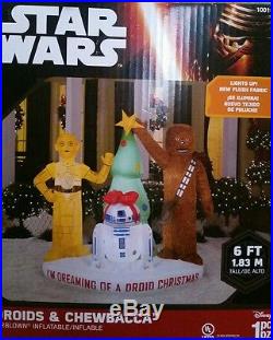 NEW STAR WARS 6' Inflatable I'm Dreaming of a Droid Christmas Chewbacca Airblown