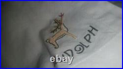 NEW S/9 Pottery barn Reindeer Cloth Embroidered dinner napkin IN BOX