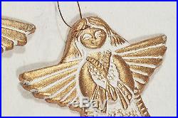 NEW Set of 3 Beautiful Ceramic Gold&White Angel Christmas Tree Holiday Ornaments