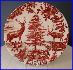NEW! Set of 4 Pottery Barn ALPINE TOILE Dinner Plates. Christmas Buffalo Check