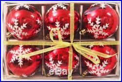 NEW Snowflake Christmas Ball Tree Ornaments Holiday Decorations, 6pcs/Set, Red