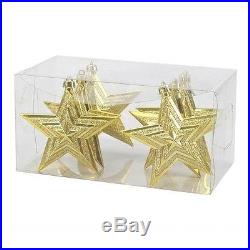 NEW St. Nicholas Square 6-Piece Star Shatterproof Ornament Set Gold Glitter