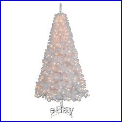 NEW! St. Nicholas Squre 7 Foot White Artificial Christmas Tree Pre Lit Lights