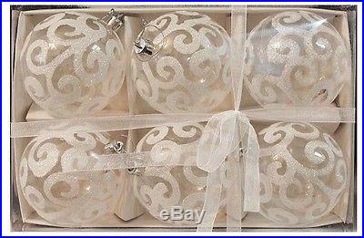 NEW Transparent White Swirl Christmas Ball Tree Ornaments, Holiday Decorations