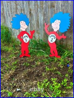 NEW Welcome to Whoville Sign Thing One and Two WOOD Lawn Yard Art Decorations