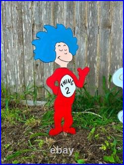 NEW Welcome to Whoville Sign Thing One and Two WOOD Lawn Yard Art Decorations